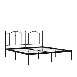 Struttura letto matrimoniale in metallo rettangolare, verniciata a polvere nera, per camera da letto - Product Image 1