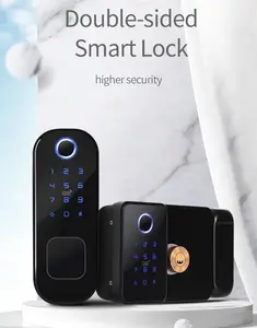 Double Side Fingerprint Keypad ttlock App Smart Lock Digital Touchscreen High Security Glass Wood Metal Door Lock