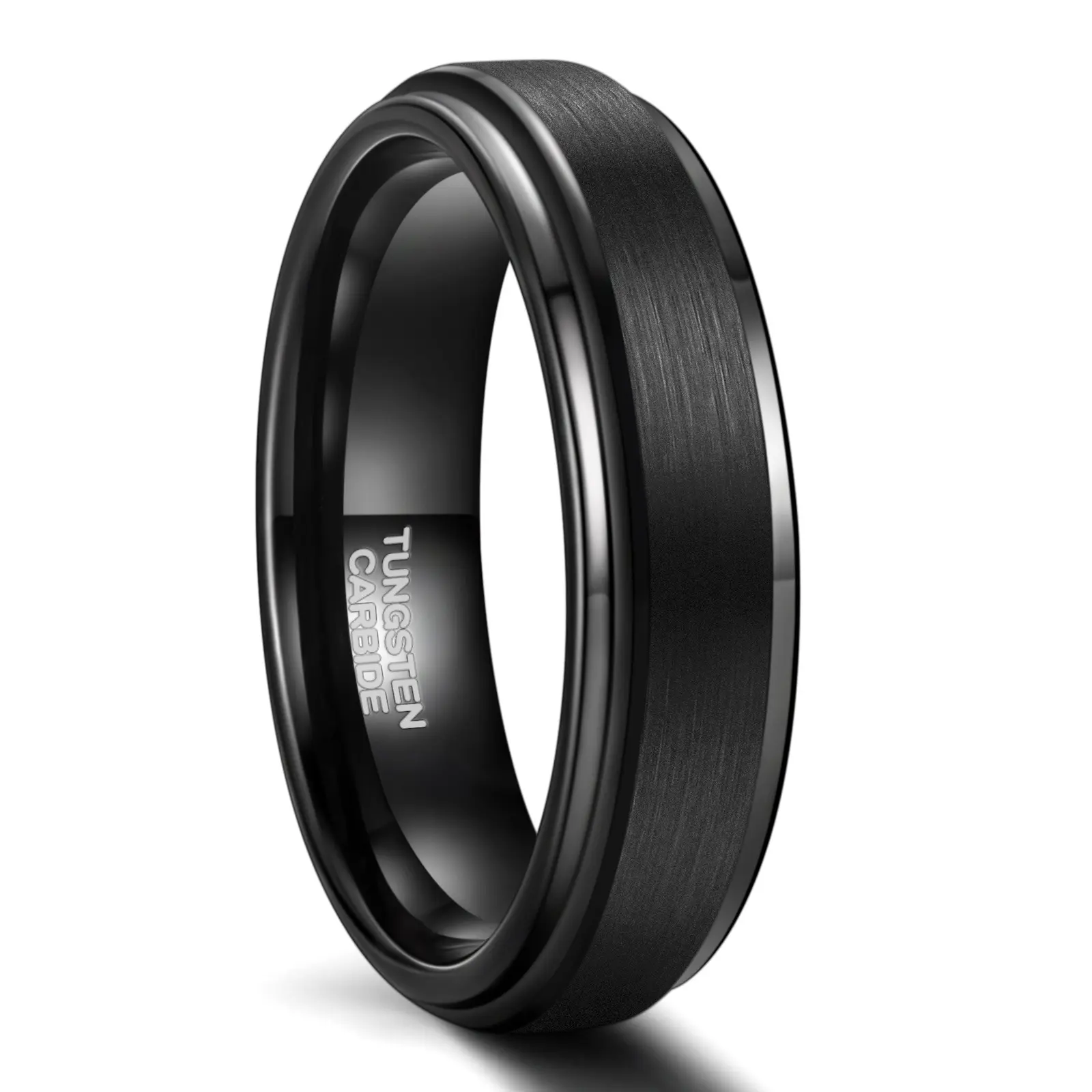 Somen 6mm Black Tungsten Carbide Brushed Ring Men Fashion Wedding Bands Couple Band Dropshipping