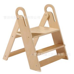 Keyao Wooden Children <b>Step</b> <b>Stool</b> Foldable Natural Color Home Use Kids Chair - Product Image 1