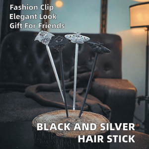 Sanlan Elegant Black-and-Silver Zinc Alloy Hair Clips Stick for Women and Best Friends-Fashionable Gift Hair Accessories - Product Image 2