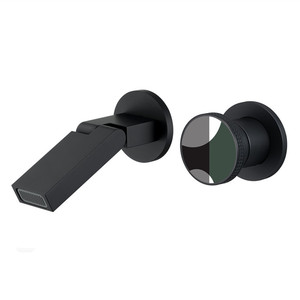 <span class=keywords><strong>Robinet</strong></span> de lavabo encastré tout en cuivre, mural, gris, eau chaude et froide, encastré dans le mur - Product Image 5