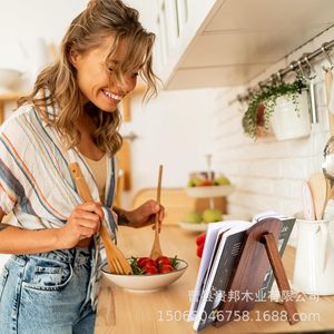 Support de livre de recettes en bois massif, support de comptoir de cuisine pour livres - Product Image 1