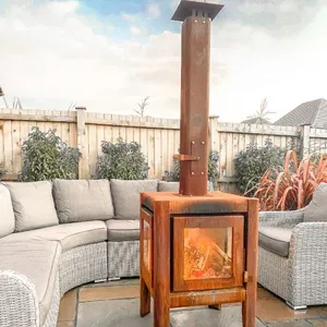 Grill barbecue feu d'extérieur, poêle à bois avec cheminée, meilleure vente - Product Image 1