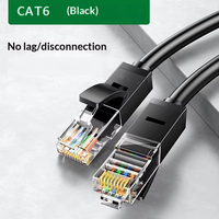 Cable de Conexión Gigabit Kneysum Cat6 UTP de Alta Velocidad, 8 Conductores Sólidos, 1m 2m 3m 5m, RJ45 de Doble Extremo, Cobre Puro, Negro, 24AWG