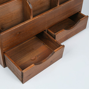 Solid Wood Desktop Organizer With Dividers And <b>Drawers</b> For Office Storage Rectangle Shape JLD2183 - Product Image 3
