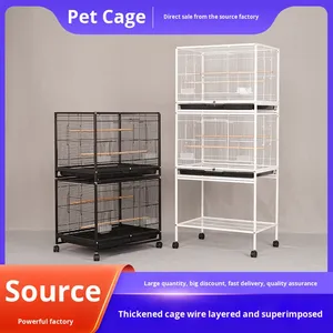 Gabbia per Uccelli Impilabile in Ferro per Allevamento di Pappagalli, Agapornidi, Cocorite e <span class=keywords><strong>Cockatiel</strong></span>, Spazio Extra Large con Supporto Mobile - Product Image 6