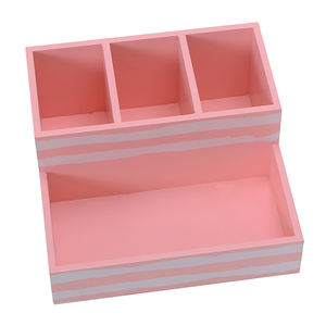 Morden Stylish Home Decor Practical Wooden Desktop Organize <b>Pink</b> Stripe Shape <b>Desk</b> Organizer for Home or Office - Product Image 1