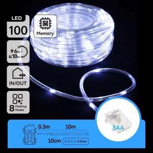 Ghirlanda di luci a tubo da 5 mm, bianco opaco, 10 m, batterie 3AA, ideale per decorazioni e illuminazione di eventi. - Product Image 1