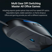 Mouse game kantor ergonomis, Laptop Tablet PC komputer kabel 3200DPI lampu RGB warna-warni lampu ergonomis klik diam untuk rumah pintar