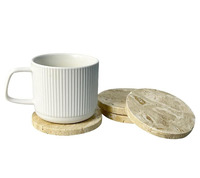 Nouvel Arrivage Pierre de travertin naturelle irrégulière en forme de nuage Boisson Tasse à café Dessous de verre Ensemble de tapis de table en travertin beige