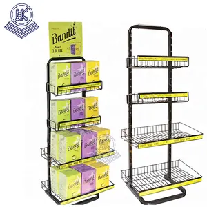 Supermarket Custom Retail Store Shop Metal Wire Baskets Floor Shelves Lays Potato Chips Display Rack Stand