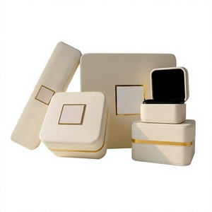 Standard Wholesale Price <b>Women</b> Custom Logo Handmade PU Velvet Lining Lid Closure Luxury Gift Set Fashion Ring Set <b>Jewelry</b> <b>Box</b> - Product Image 3