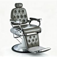 Fauteuil de Barbier Professionnel Hydraulique Rembourré Rétro de Luxe Populaire pour Salon de Coiffure et Barbier, Charge Lourde
