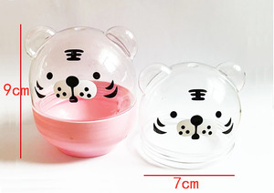 Bocaux en plastique transparent pour animaux de compagnie, avec double couvercle, motif de tigre de dessin animé, qualité alimentaire, OEM, 70 mm, 300 ml, 450 ml, 600 ml, impression personnalisée - Product Image 4