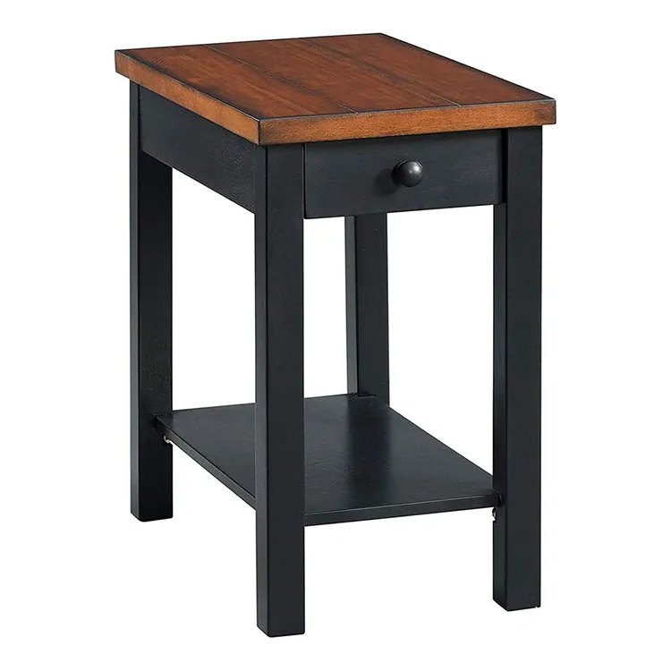 中国風のリビングルームのデザインに適したモダンなスタイルの無垢材のサイドテーブルを備えたDU'S赤と黒