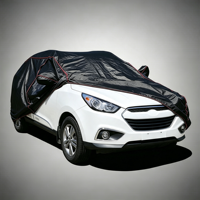 Housse de protection pour voiture en polyester imperméable anti-UV toutes saisons avec résistance aux rayures et protection de la peinture automobile