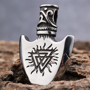Norse mitologia amuleto scudo pendenti retrò timone in acciaio inossidabile di Awe triangolo Valknut Viking Compass collana <span class=keywords><strong>gioielli</strong></span> - Product Image 1