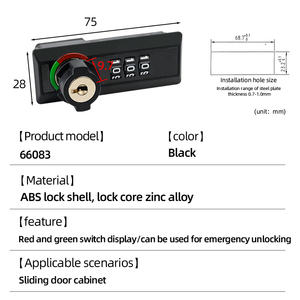 新しい3桁の機械式コードロック、赤緑スイッチ付き、スライドドアオフィスキャビネット用 - Product Image 5