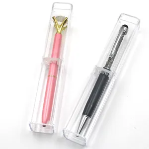 Scatola presente trasparente custodia per penna regalo con penna in cristallo con perline, scatola di imballaggio in pvc rettangolare trasparente