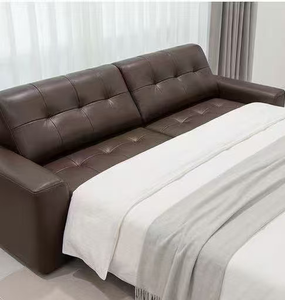 Nordic Style Luxury Brown Leather <b>Sofa</b> Modern Tufted Living Room Furniture Functional Modular Couch with Deep Extended Seat - Product Image 3