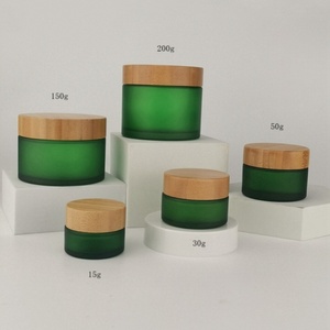 Lingka Amber Glass Cosmetic Jars with Bamboo Lid 30g/50g/100g Capacity Customizable Logo for Face Cream/Lotion - Product Image 2