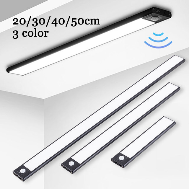 Battery-Powered Kitchen Closet Hallway Bedroom Staircase Cabinet Lighting Aluminum Modern 5V LED Night Light Motion Sensor
