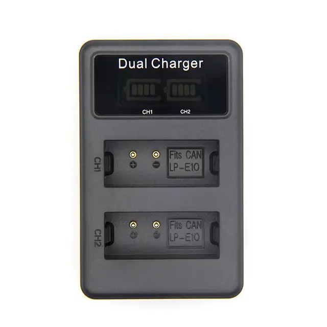 Camera Lithium Battery 2 Slots USB Smart Fast Charge LP-E10 Battery Charger