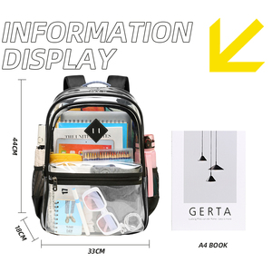 Mochilas Transparentes de PVC al por Mayor, OEM, de Gran Capacidad, con Múltiples Compartimentos, Mochila Transparente para Niños de Secundaria - Product Image 3