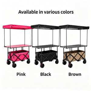 <span class=keywords><strong>Chariot</strong></span> de camping <span class=keywords><strong>pliable</strong></span> à quatre roues <span class=keywords><strong>avec</strong></span> table réglable en hauteur et <span class=keywords><strong>toit</strong></span> pare-soleil pour le shopping et le stockage, OEM disponible - Product Image 6