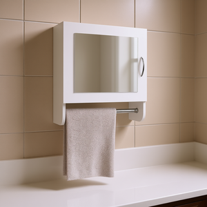 Botiquín con Espejo para Baño, Montado en la Pared, Acabado Blanco Cromado - Product Image 2