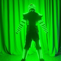 Costume de robot LED imprimé personnalisable pour scène, vert, pour cosplay, KTV, soirées à vin, décorations lumineuses rechargeables