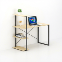 Table de travail en métal fonctionnelle moderne avec étagères latérales à 4 niveaux pour la maison, le bureau, l'appartement, l'auberge