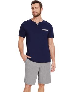 <b>Men's</b> Bamboo Fiber Sleepwear <b>Set</b> Solid Color Casual Loungewear Soft Comfortable Home Wear In-Stock Ready to Ship - Product Image 4