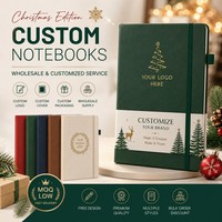 Carnet en PU uni avec bande élastique, logo personnalisé, cadeau d'entreprise de Noël, plusieurs couleurs en stock, carnet de Noël