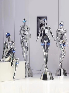 Personajes de base de montaña vacíos de acero galvanizado de vidrio moderno creativo aterrizaje escultura grande - Product Image 3