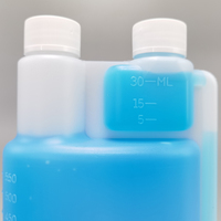 Bouteille en plastique HDPE plate à double compartiment de 20 oz (600 ml) avec bouchon à vis pour détergent liquide, whisky, brandy, tequila, sérigraphiée