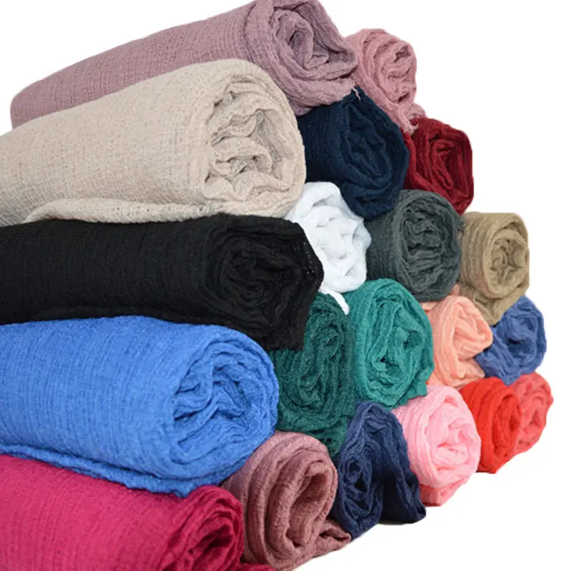 New Viscose Linen Cotton Tie Dye Đơn Sắc Tóc Khăn Của Phụ Nữ Phổ Biến Giản Dị Thoáng Khí Ấm Màu Tinh Khiết Khăn Bán Buôn