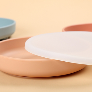 Dongli <span class=keywords><strong>assiette</strong></span> en Silicone pour enfant, plat d'alimentation pour bébé, plaque d'aspiration en Silicone avec couvercle - Product Image 5