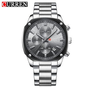 Montre à quartz CURREN 8490 en acier inoxydable avec bracelet, calendrier, lumineuse, étanche, simple et élégante, très vendue - Product Image 4