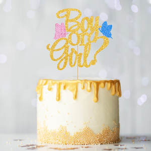 Décoration de gâteau à paillettes bleu-rose-or, garçon/fille, baptême, fête de bébé, fournitures pour fête de bébé - Product Image 5