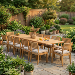 Modern <b>Outdoor</b> Garden Dining <b>Table</b> Set Solid Teak Wood Patio Furniture Chair Set Weather Resistant for Courtyard Balcony Park - Product Image 3
