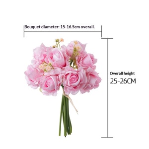 ช่อดอกกุหลาบสตรอว์เบอร์รีสีแดงเข้ม ดอกไม้ประดิษฐ์ ตกแต่งงานแต่งงาน ช่อดอกไม้ติดผนัง ดอกไม้ปลอม ของตกแต่งบ้าน - Product Image 4