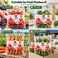 Op maat gemaakte logo's, transparante, food grade plastic groente- en fruitzakken van CPP, microgeperforeerd, met wicket sluiting voor automatische verpakking