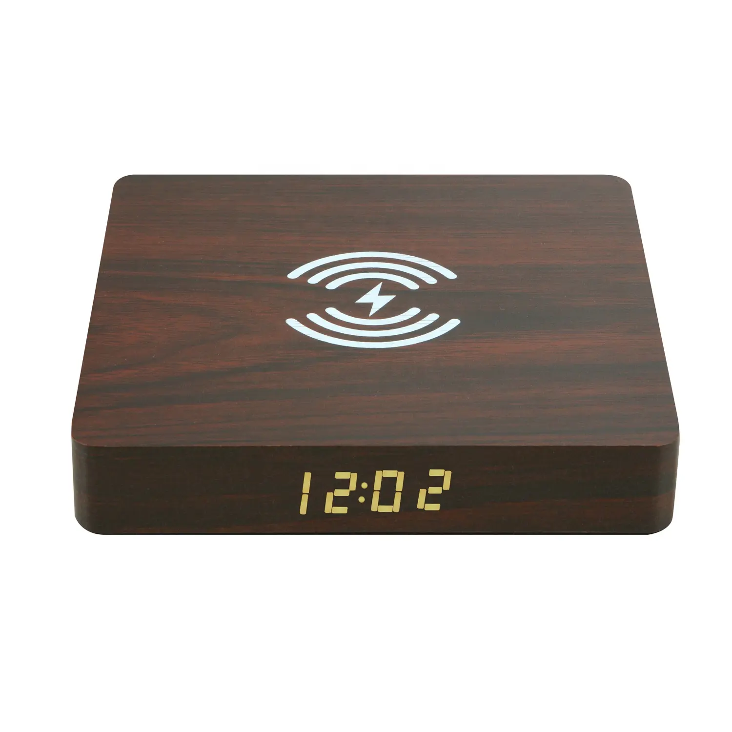 2 in 1 Function Wooden Wireless Charger 10W Mobile Phone Charger Alarm Clock Display Time