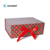 Boîte cadeau magnétique avec logo personnalisé pour le Nouvel An, ruban, carton rigide, pliable, pour l'expédition, boîte cadeau de Noël
