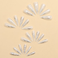 Ongles à presser de luxe Stiletto Chrome Liquide Nail Art Faux Ongles Faits à la Main Réutilisables Cadeau pour Femme Vente en Gros Dropshipping