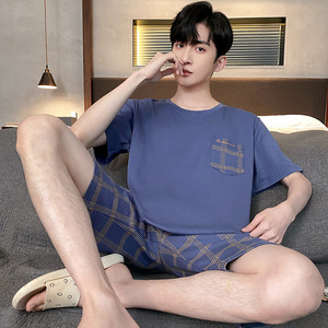 Nuovo Arrivo: Pigiama Estivo da <span class=keywords><strong>Uomo</strong></span>, Set Semplice con Maniche Corte e Pantaloncini, Comodo e Casual per Casa - Product Image 2