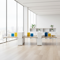 Grand poste de travail de bureau avec cadre en acier, armoire de rangement, design professionnel, configuration moderne pour le bureau, postes de travail de bureau