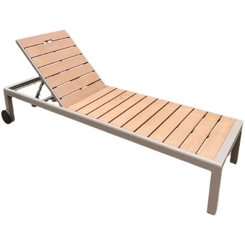 Aluminio madera plegable playa piscina al aire libre chaise lounge silla